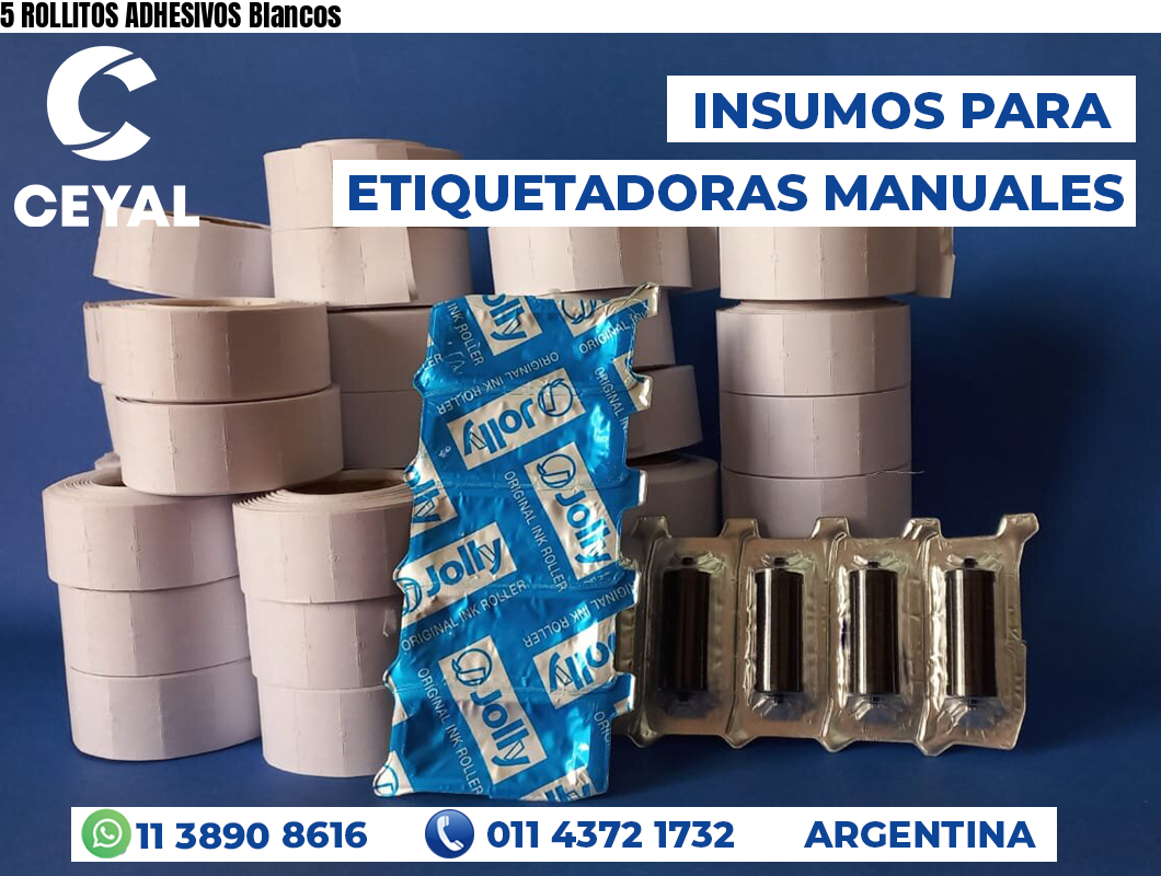 5 ROLLITOS ADHESIVOS Blancos