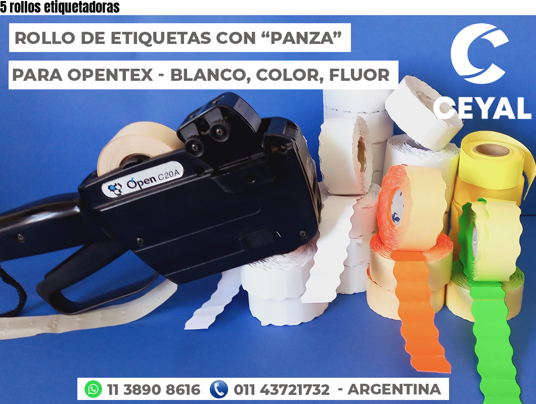 5 rollos etiquetadoras