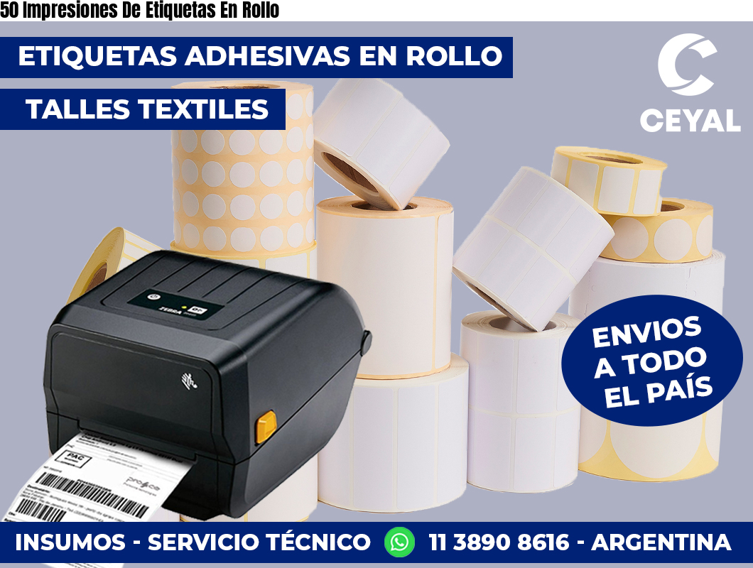 50 Impresiones De Etiquetas En Rollo
