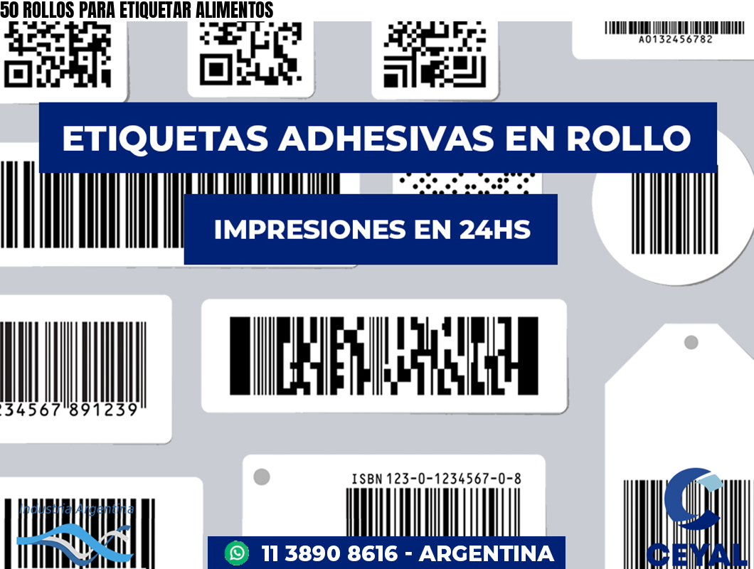 50 ROLLOS PARA ETIQUETAR ALIMENTOS