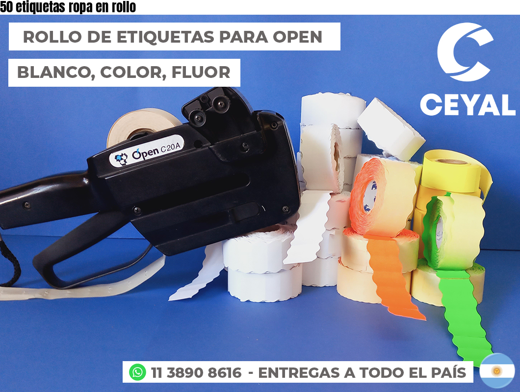 50 etiquetas ropa en rollo