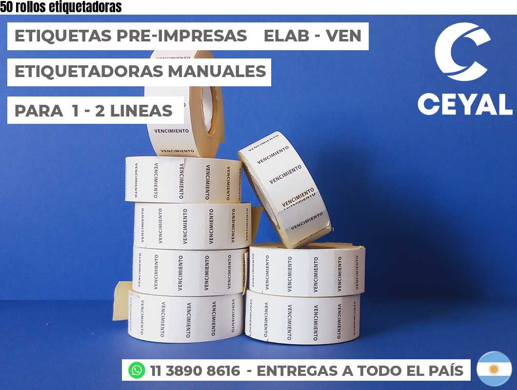 50 rollos etiquetadoras