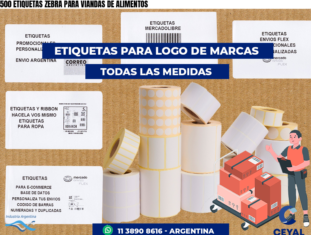 500 ETIQUETAS ZEBRA PARA VIANDAS DE ALIMENTOS