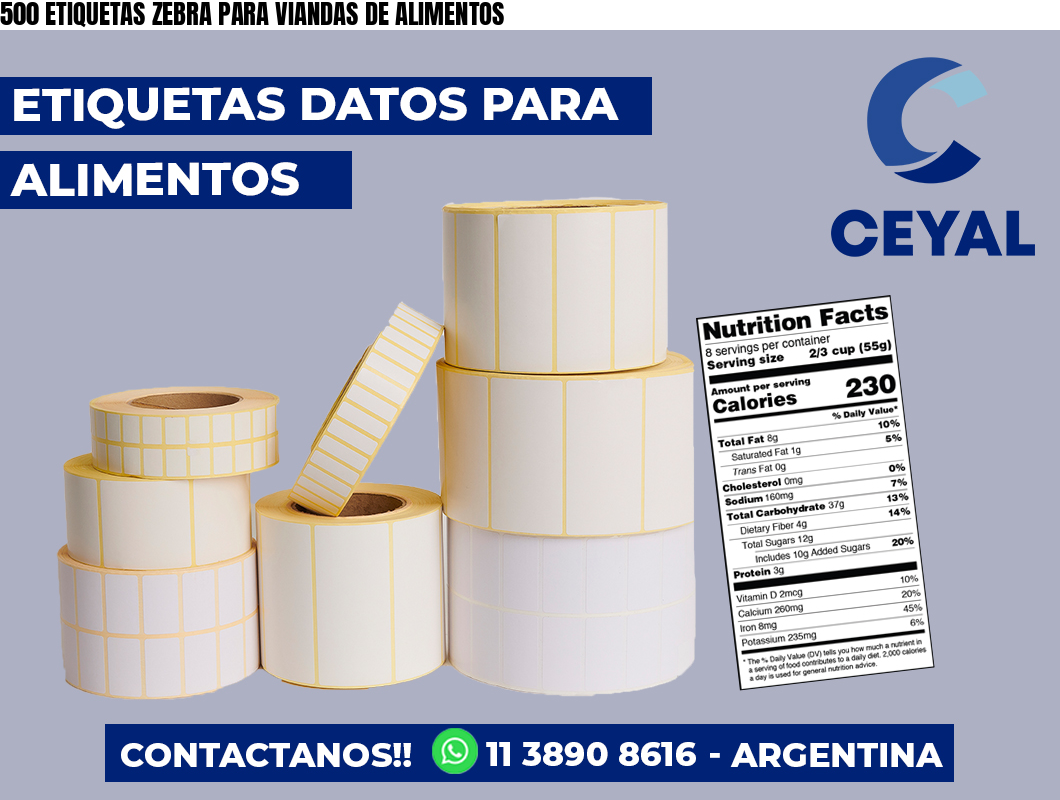 500 ETIQUETAS ZEBRA PARA VIANDAS DE ALIMENTOS