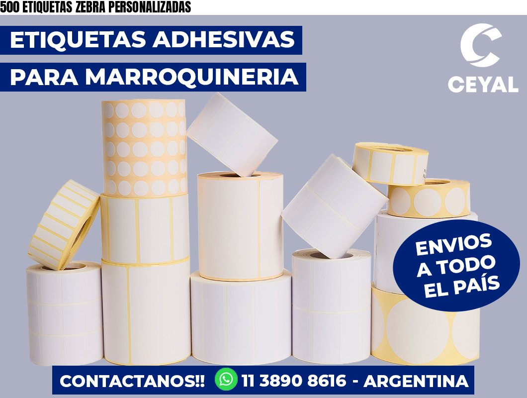 500 ETIQUETAS ZEBRA PERSONALIZADAS