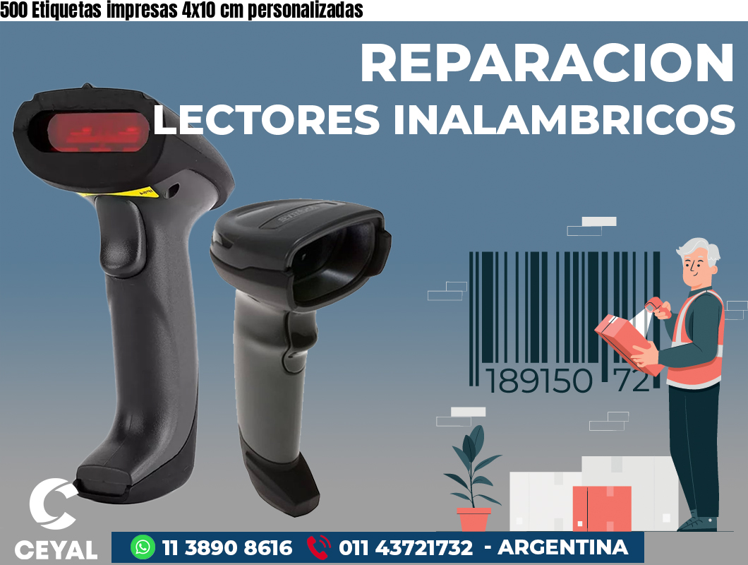 500 Etiquetas impresas 4x10 cm personalizadas