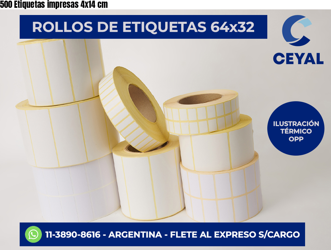 500 Etiquetas impresas 4×14 cm