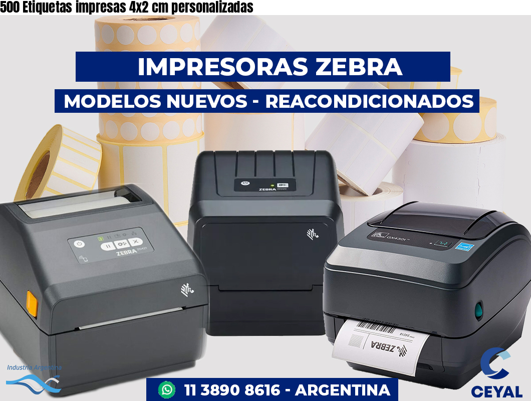 500 Etiquetas impresas 4x2 cm personalizadas