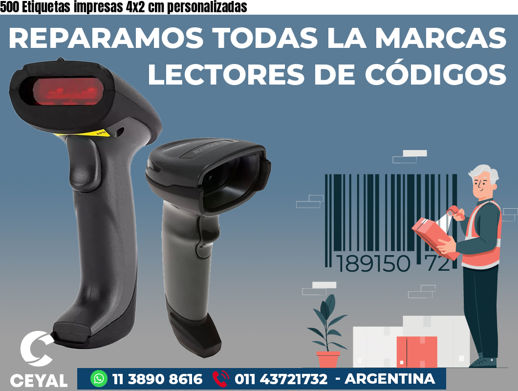 500 Etiquetas impresas 4x2 cm personalizadas