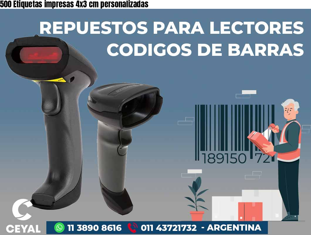 500 Etiquetas impresas 4x3 cm personalizadas