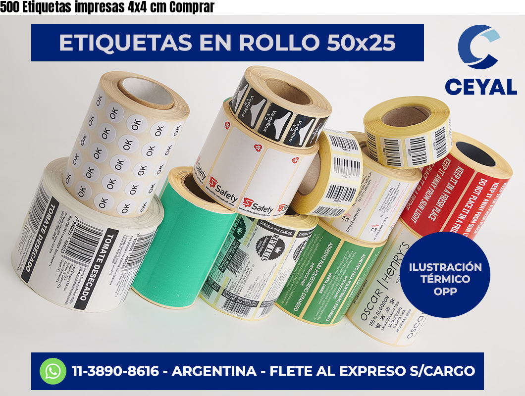 500 Etiquetas impresas 4×4 cm Comprar