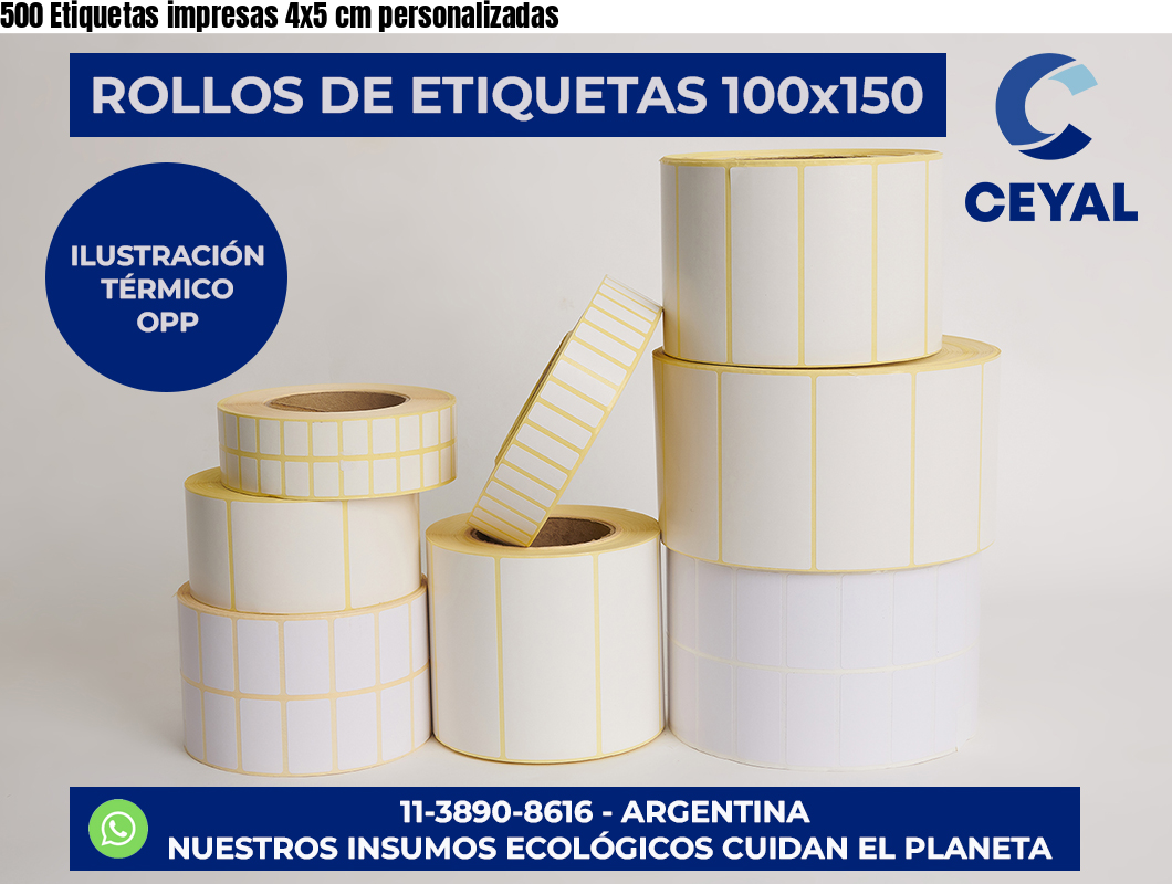 500 Etiquetas impresas 4×5 cm personalizadas