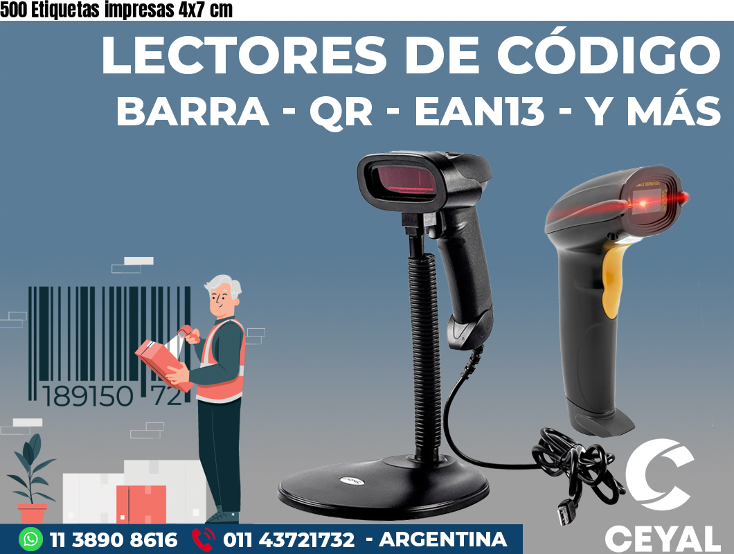 500 Etiquetas impresas 4x7 cm