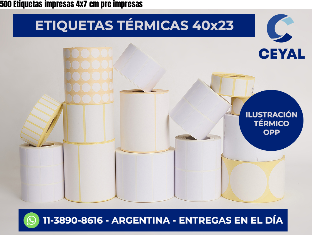 500 Etiquetas impresas 4×7 cm pre impresas