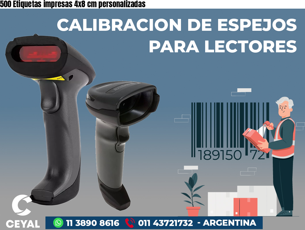 500 Etiquetas impresas 4x8 cm personalizadas