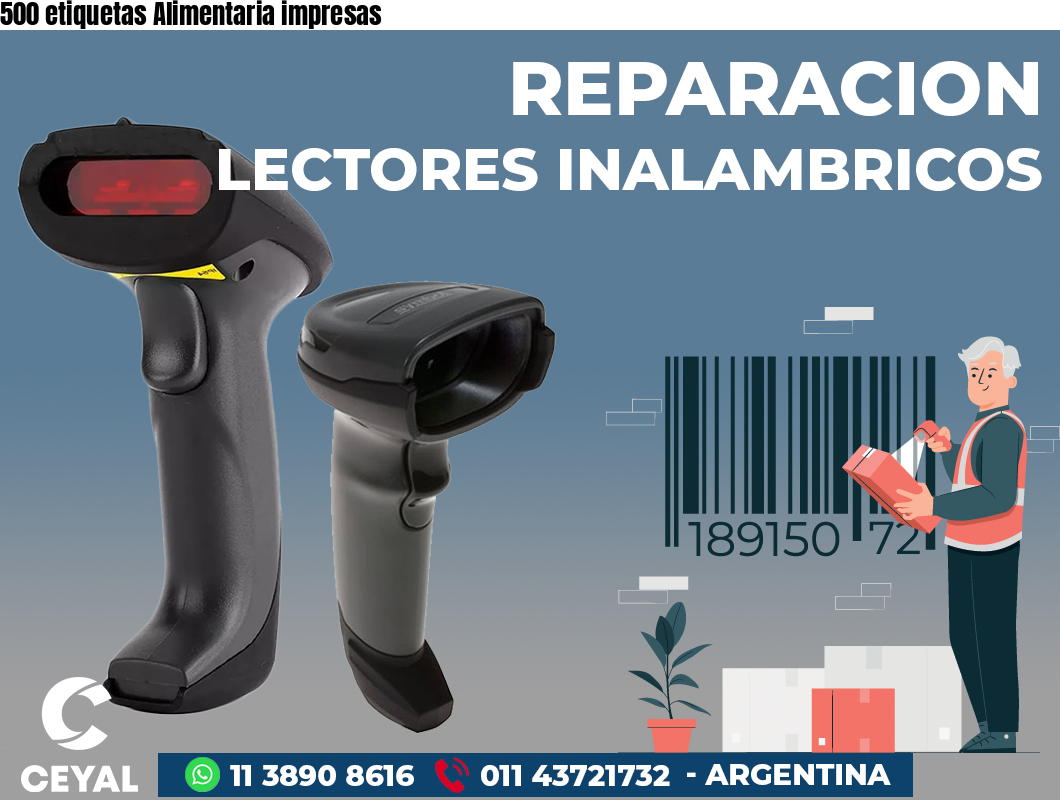 500 etiquetas Alimentaria impresas