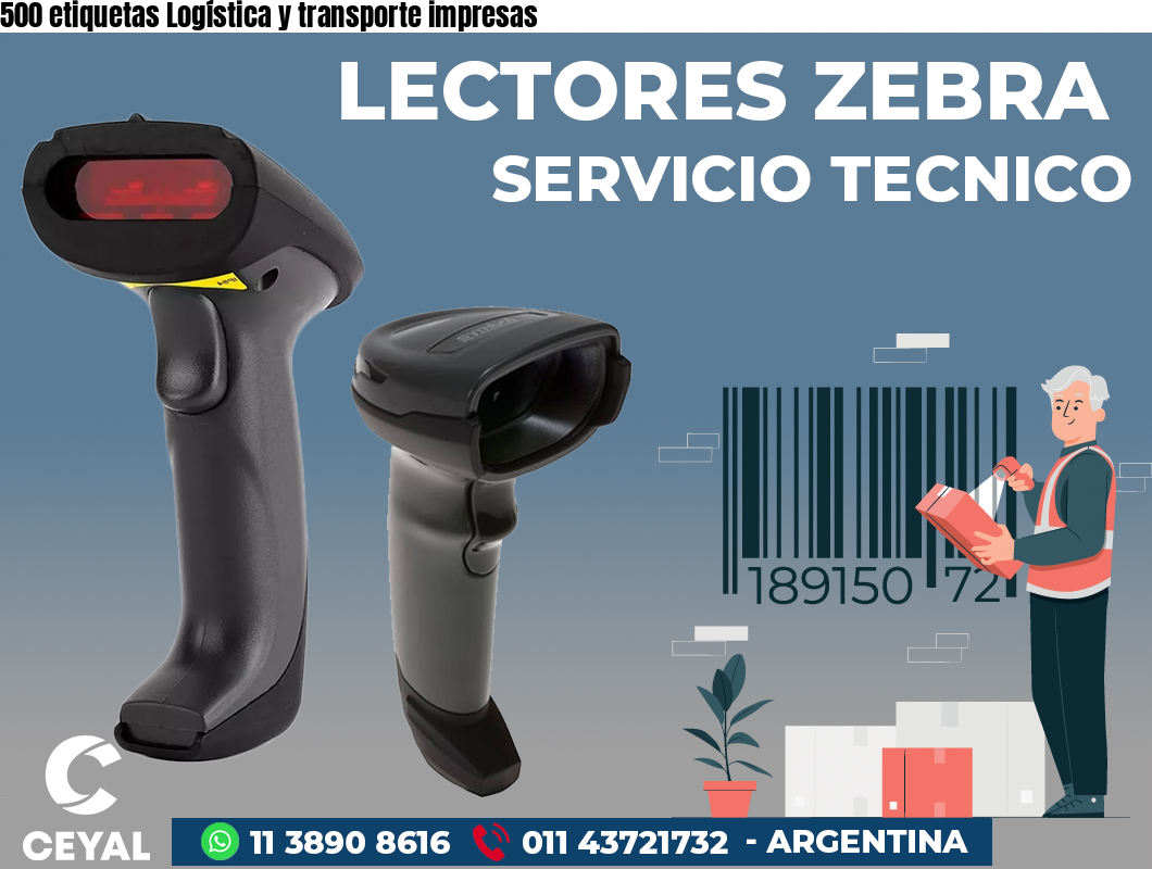 500 etiquetas Logística y transporte impresas