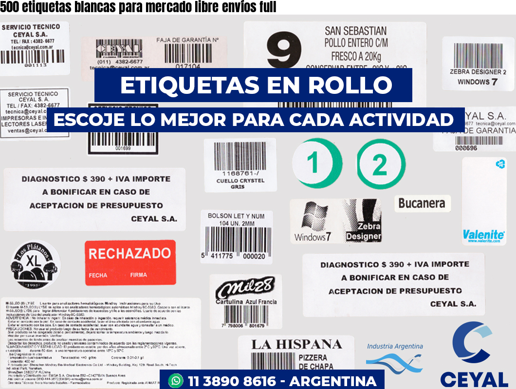 500 etiquetas blancas para mercado libre envíos full