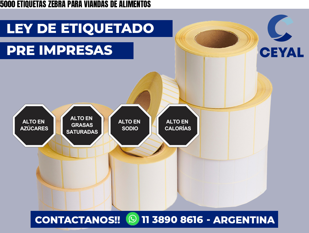 5000 ETIQUETAS ZEBRA PARA VIANDAS DE ALIMENTOS