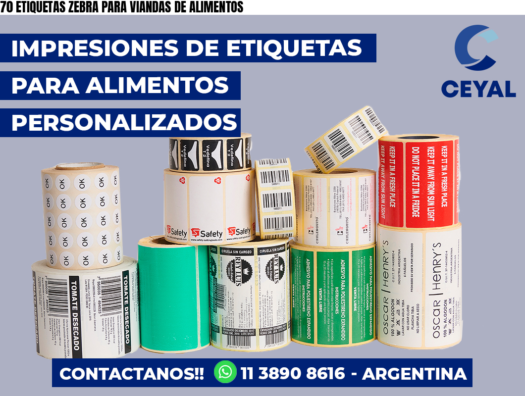70 ETIQUETAS ZEBRA PARA VIANDAS DE ALIMENTOS
