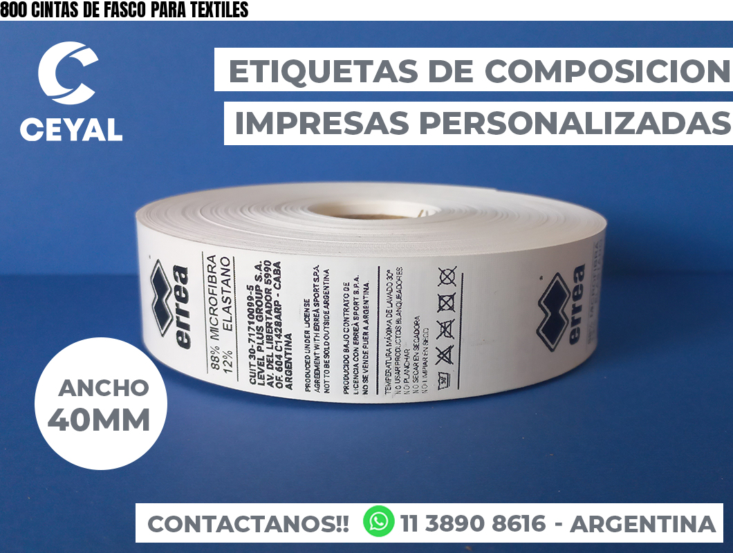800 CINTAS DE FASCO PARA TEXTILES
