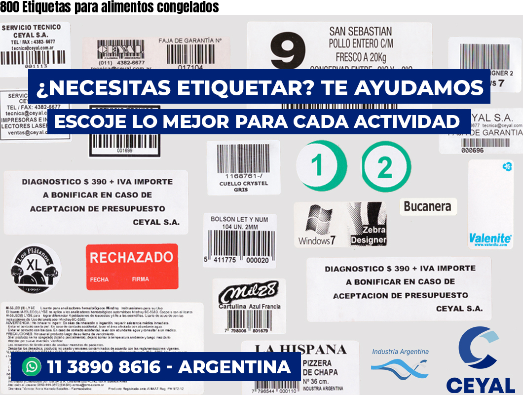 800 Etiquetas para alimentos congelados