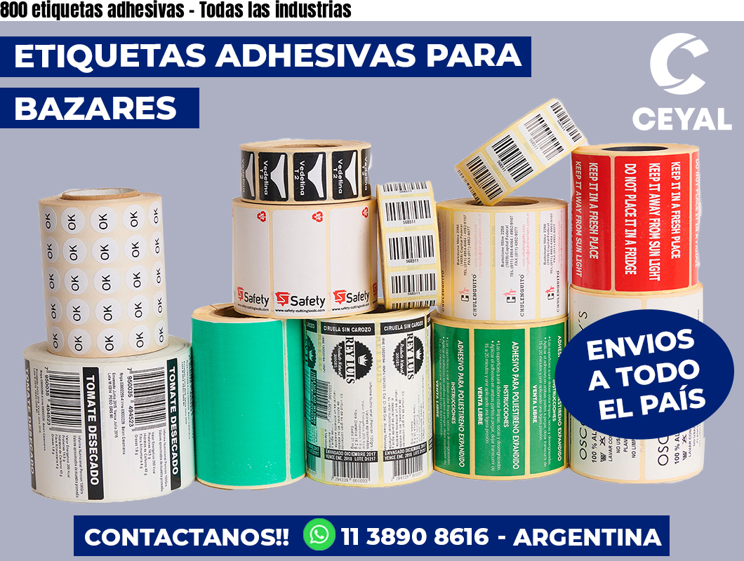 800 etiquetas adhesivas - Todas las industrias