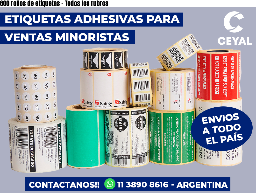 800 rollos de etiquetas – Todos los rubros