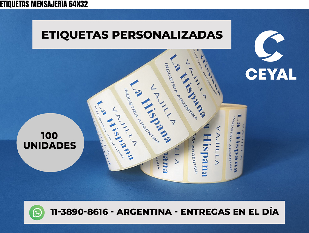 ETIQUETAS MENSAJERÍA 64X32