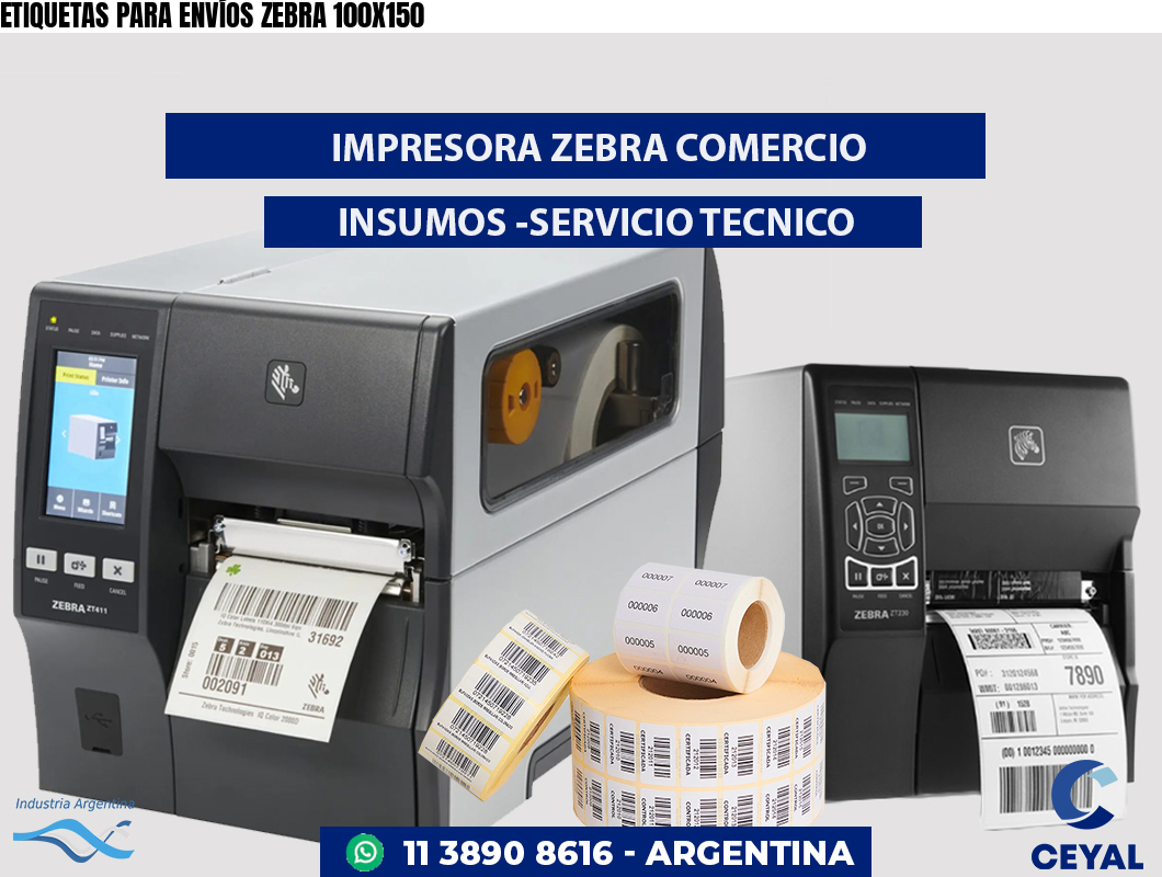 ETIQUETAS PARA ENVÍOS ZEBRA 100X150