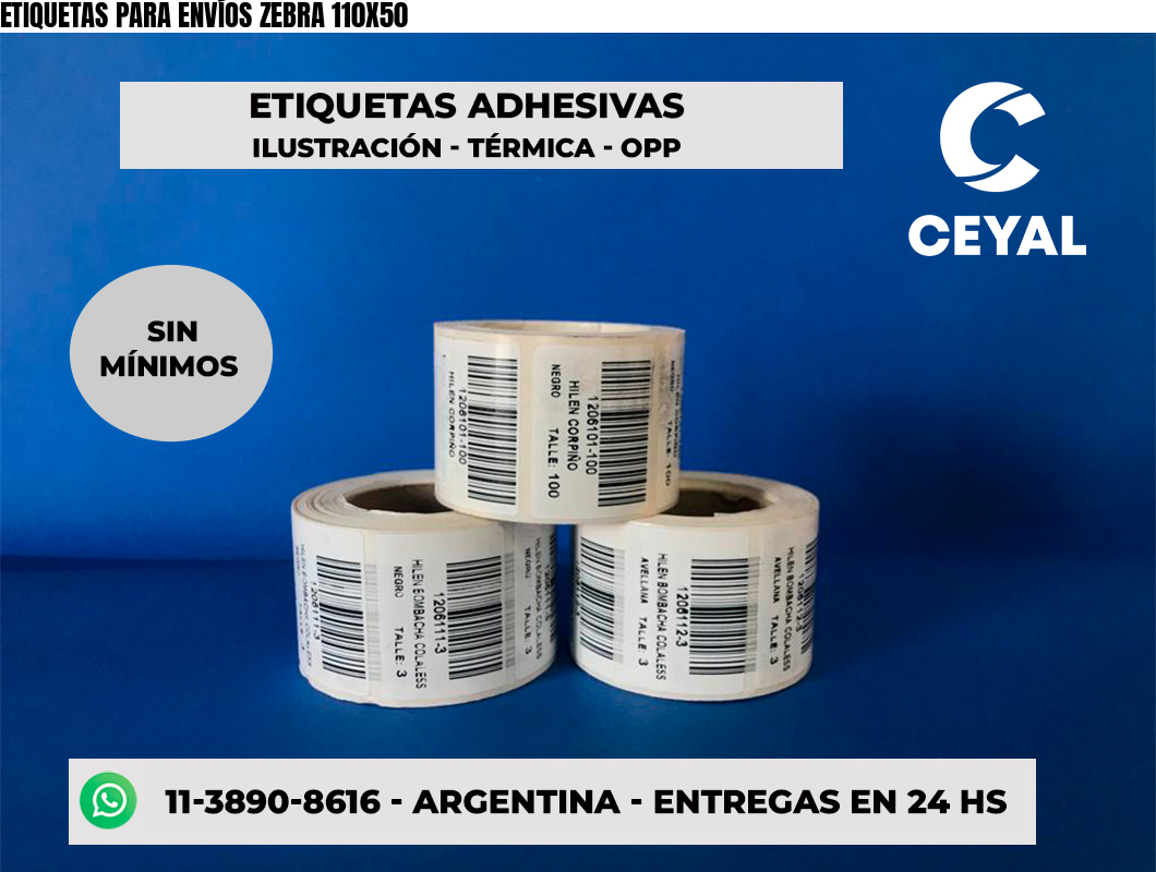 ETIQUETAS PARA ENVÍOS ZEBRA 110X50