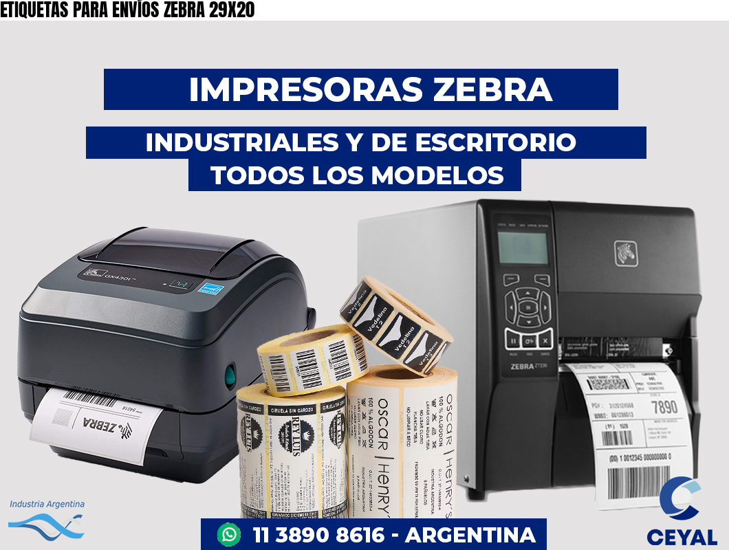 ETIQUETAS PARA ENVÍOS ZEBRA 29X20