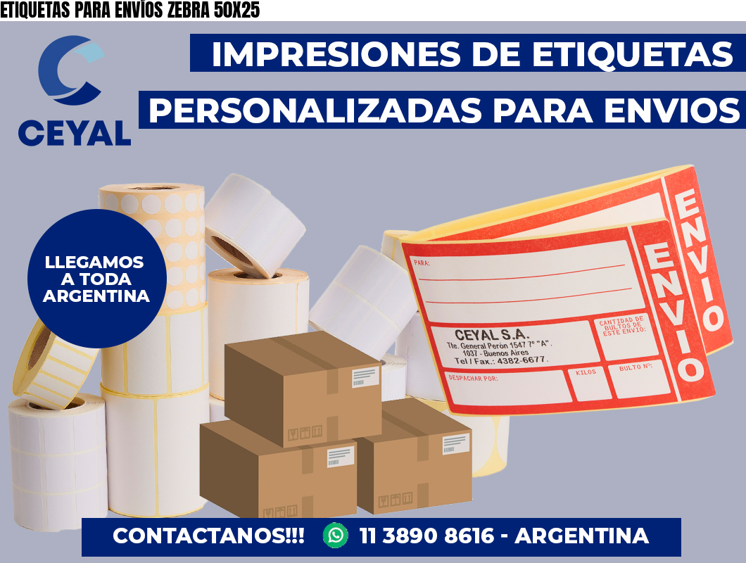 ETIQUETAS PARA ENVÍOS ZEBRA 50X25