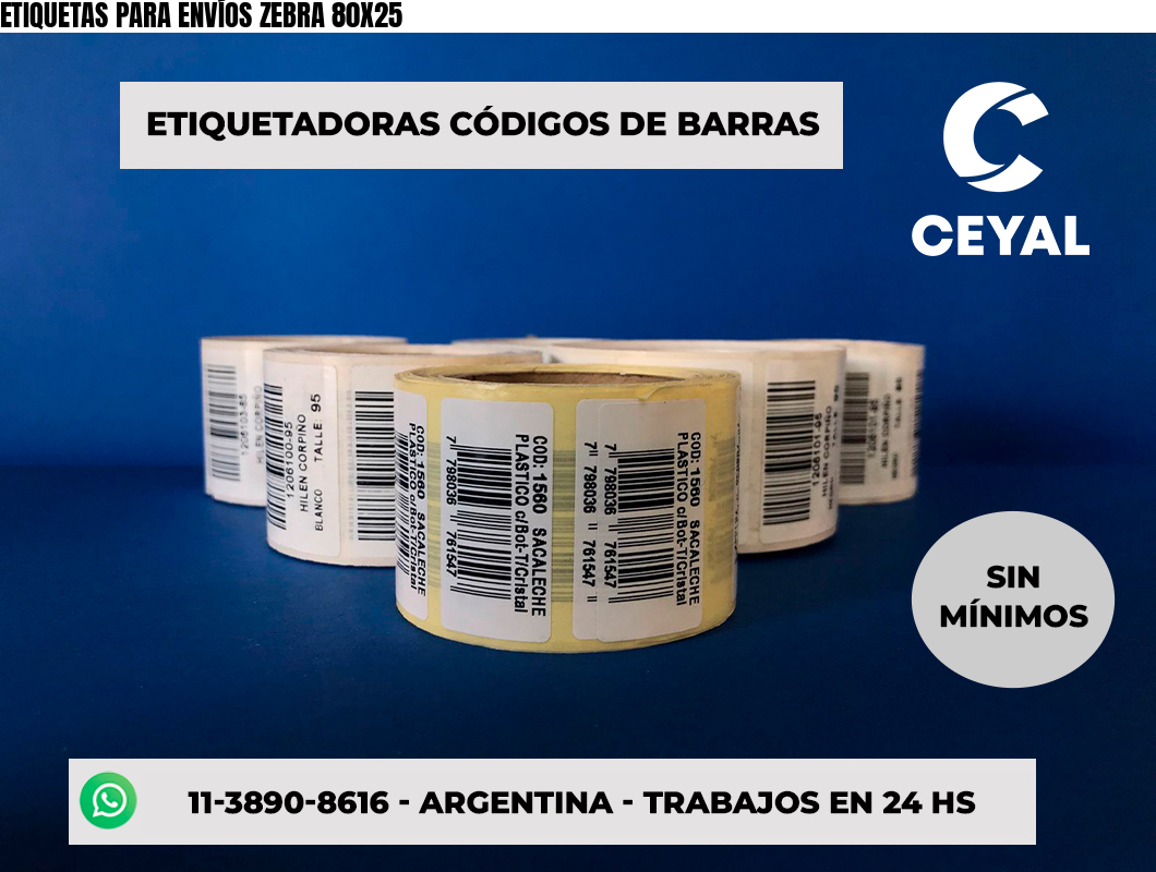 ETIQUETAS PARA ENVÍOS ZEBRA 80X25