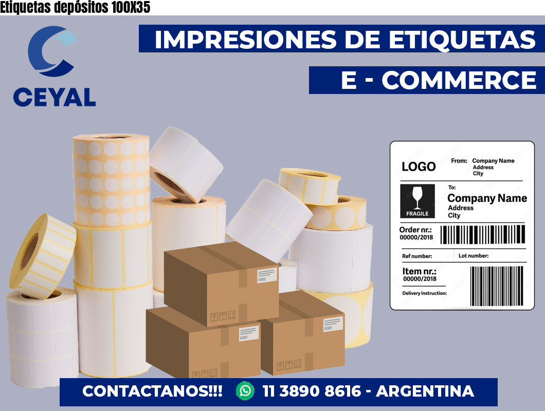 Etiquetas depósitos 100X35