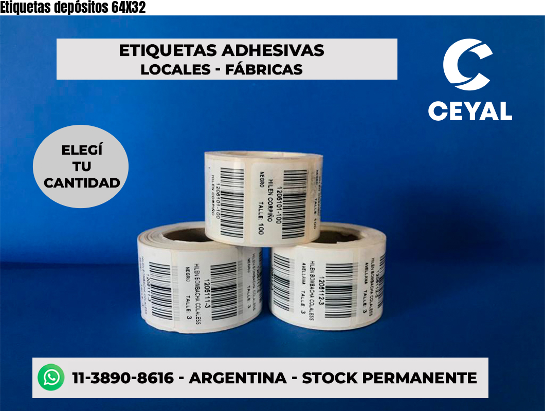 Etiquetas depósitos 64X32