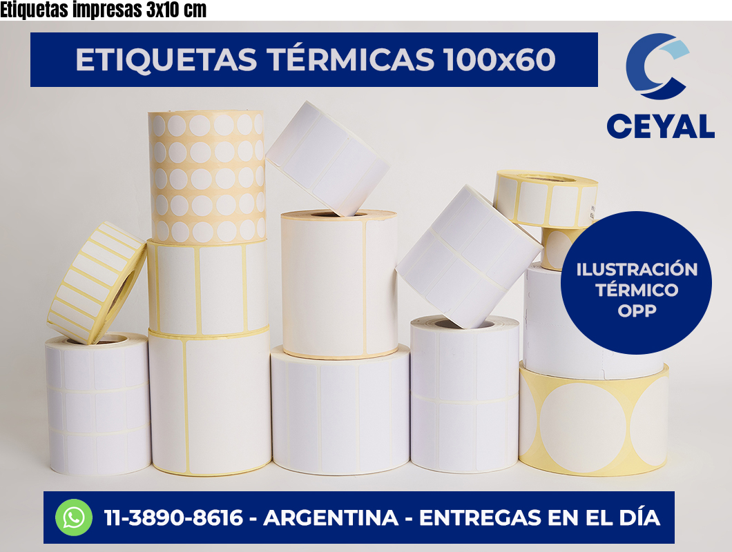 Etiquetas impresas 3×10 cm