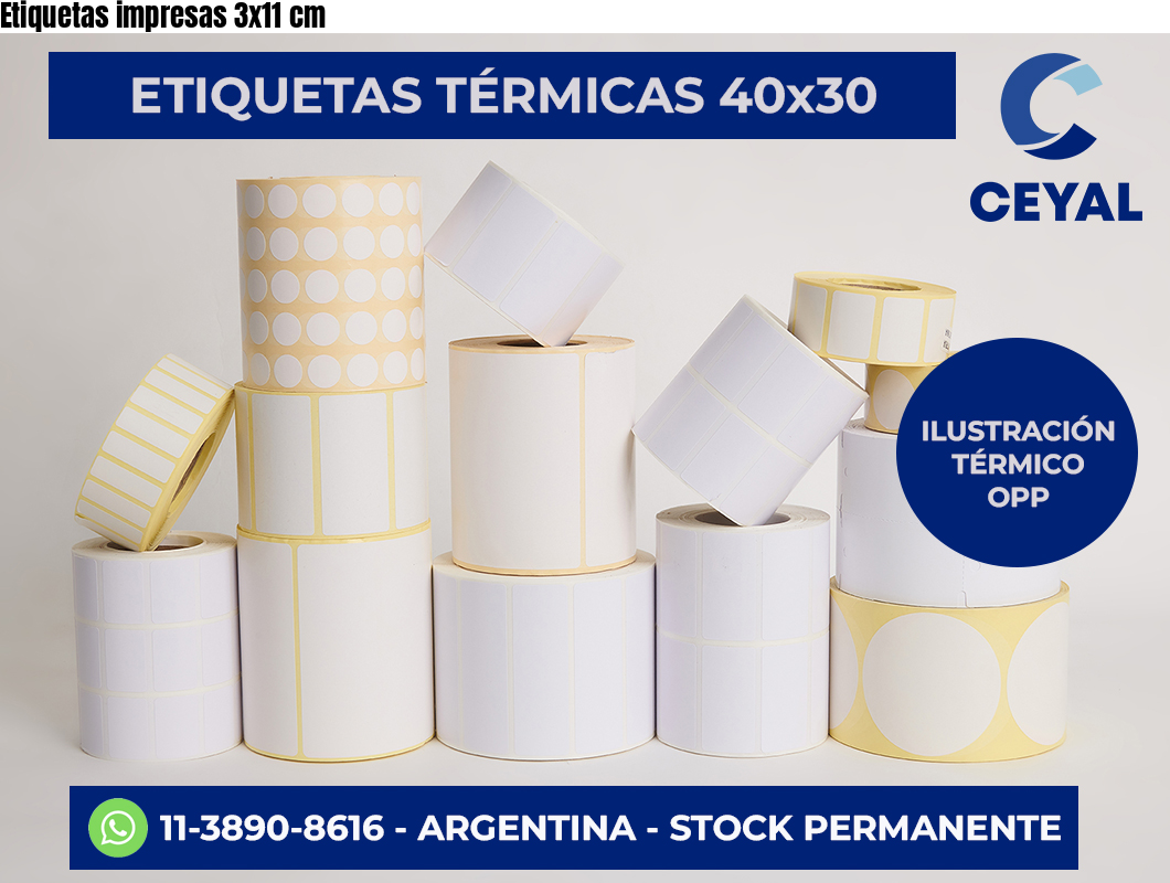 Etiquetas impresas 3×11 cm