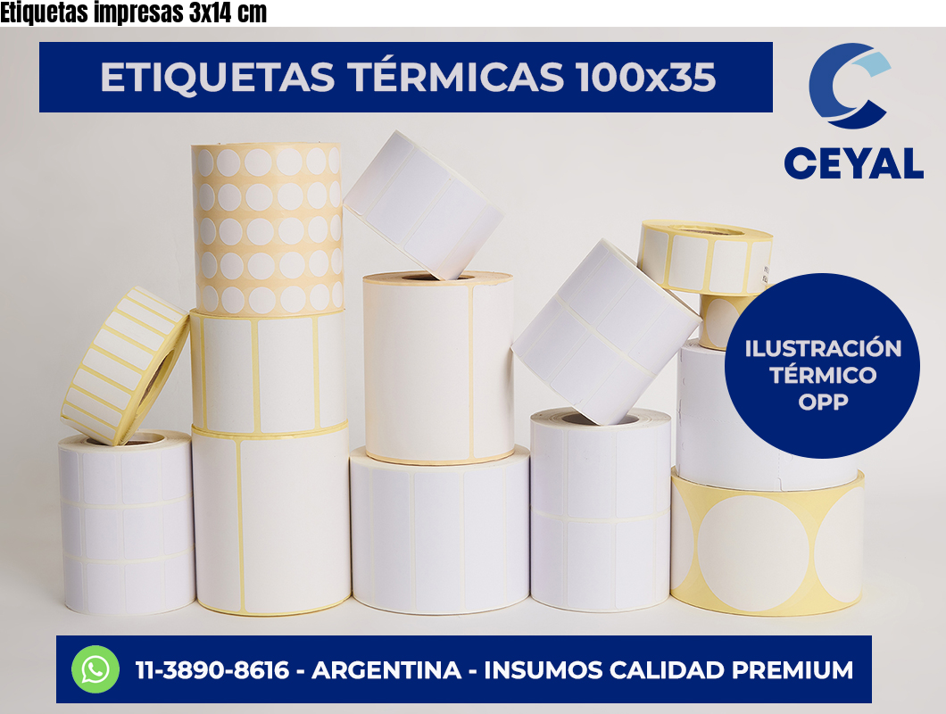 Etiquetas impresas 3×14 cm