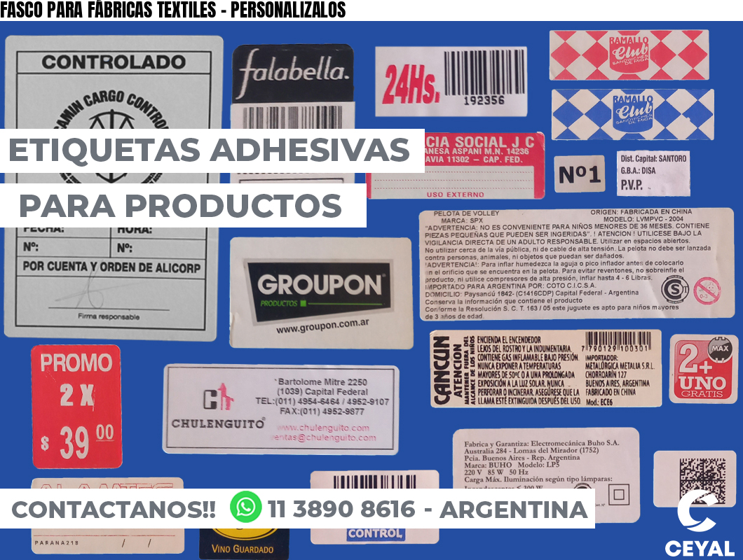 FASCO PARA FÁBRICAS TEXTILES - PERSONALIZALOS