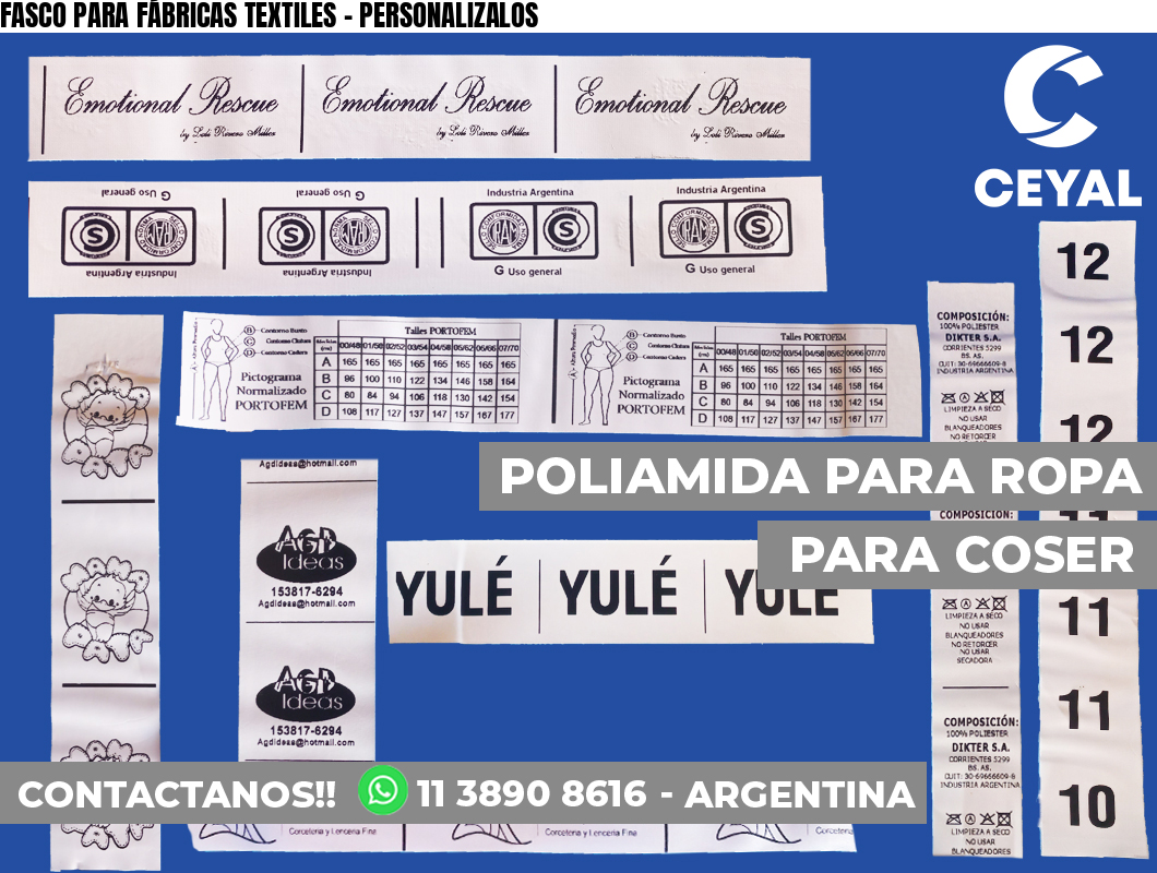 FASCO PARA FÁBRICAS TEXTILES – PERSONALIZALOS