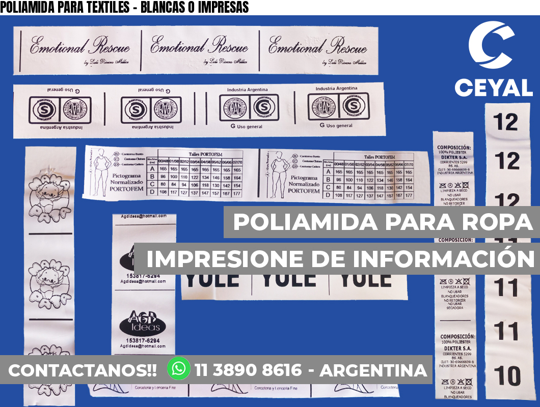 POLIAMIDA PARA TEXTILES – BLANCAS O IMPRESAS