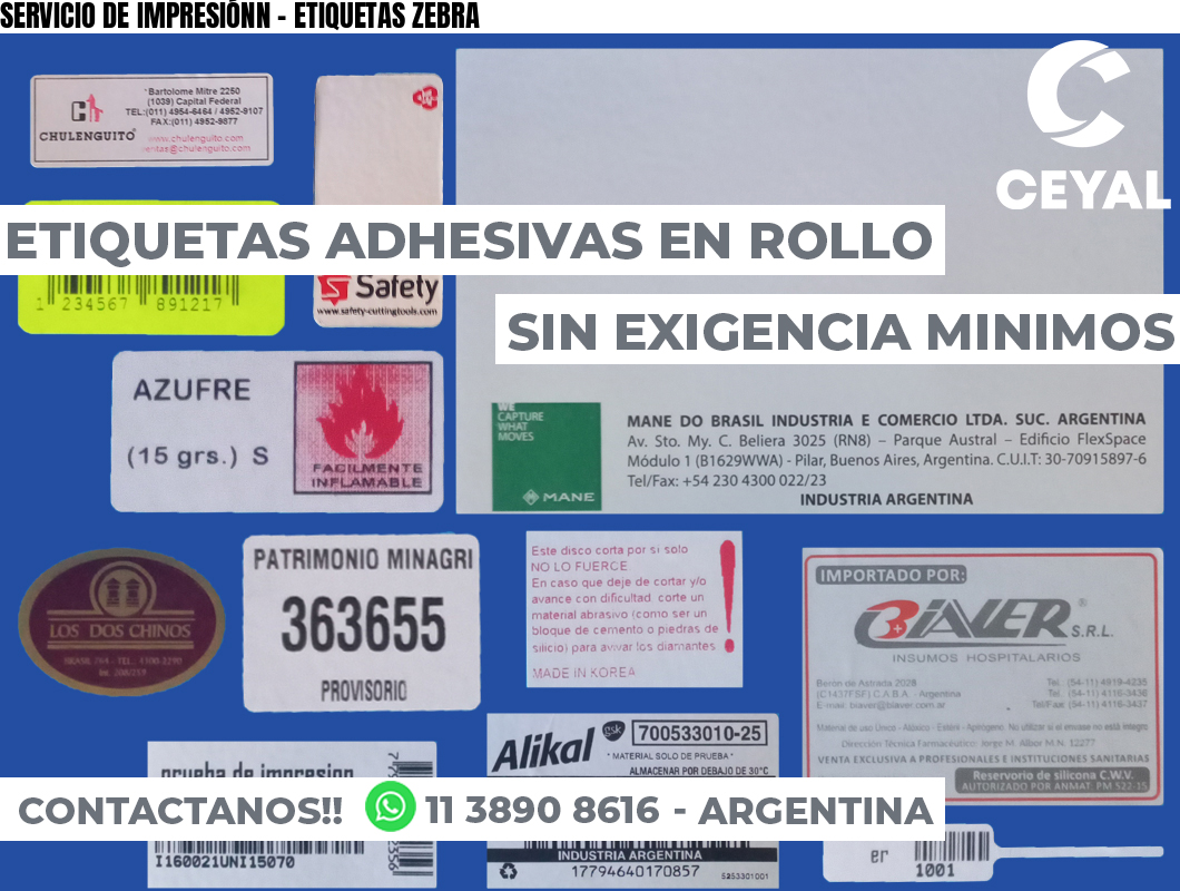 SERVICIO DE IMPRESIÓNN – ETIQUETAS ZEBRA