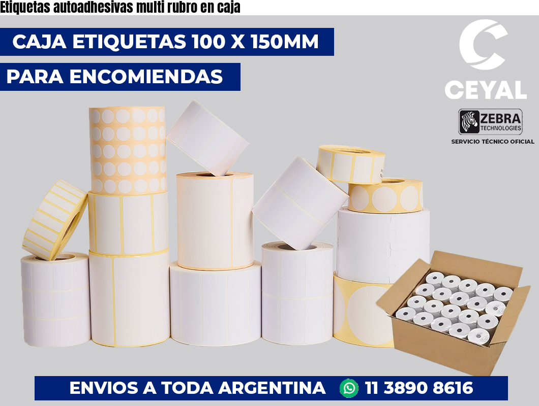 Etiquetas autoadhesivas multi rubro en caja