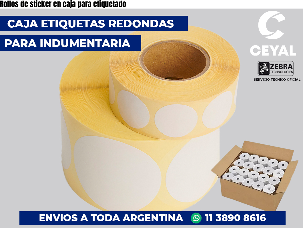 Rollos de sticker en caja para etiquetado