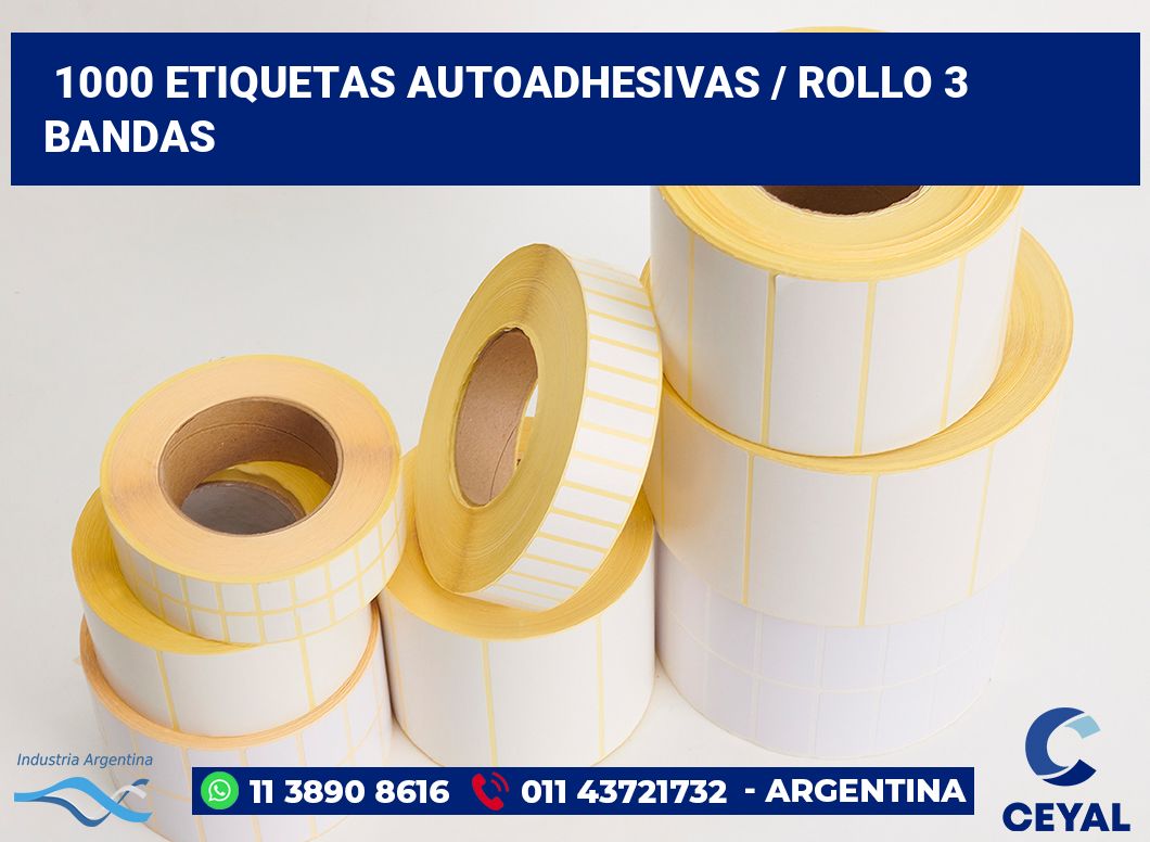 1000 Etiquetas autoadhesivas / rollo 3 bandas