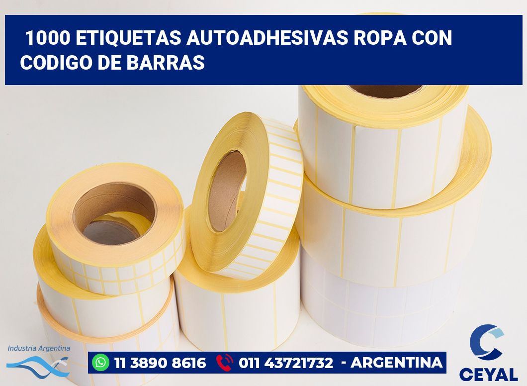 1000 Etiquetas autoadhesivas ropa con codigo de barras