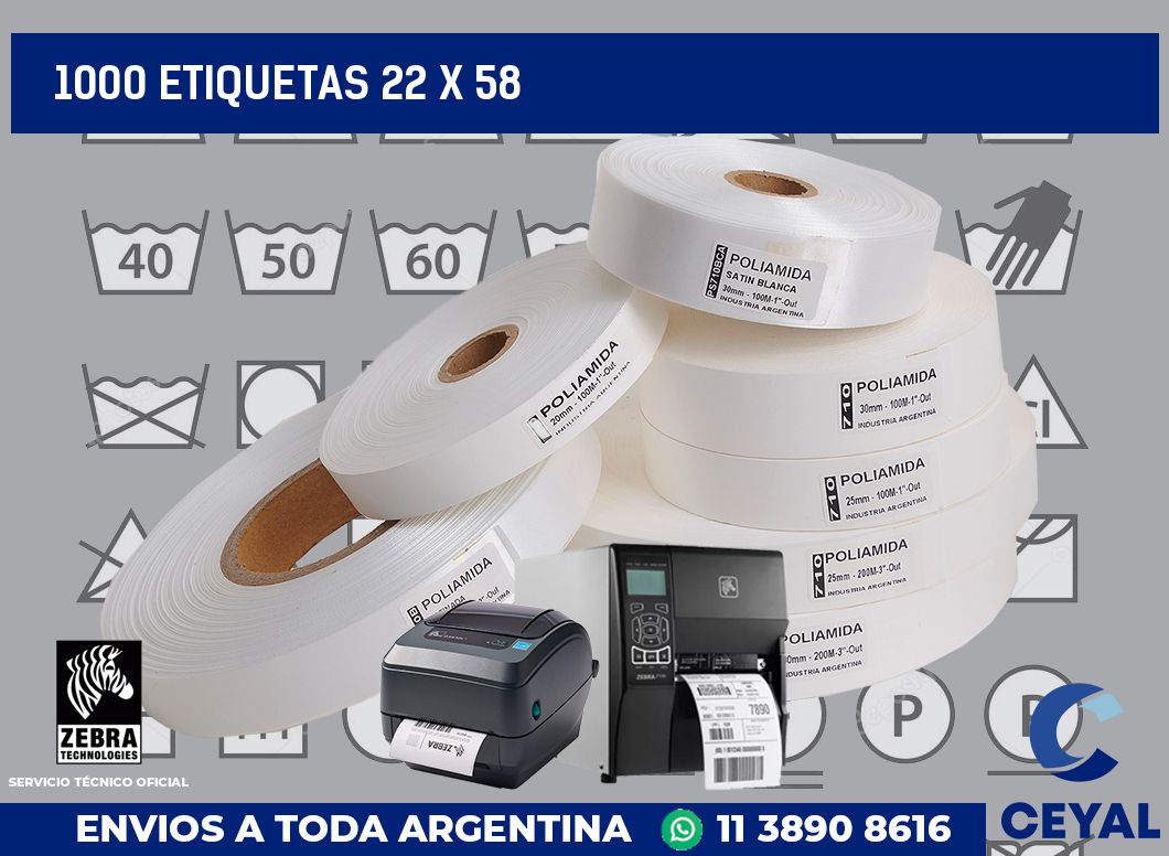 1000 etiquetas 22 x 58