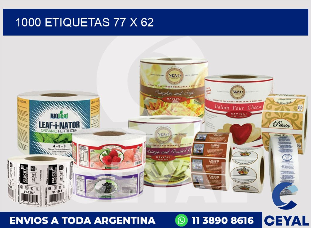 1000 etiquetas 77 x 62