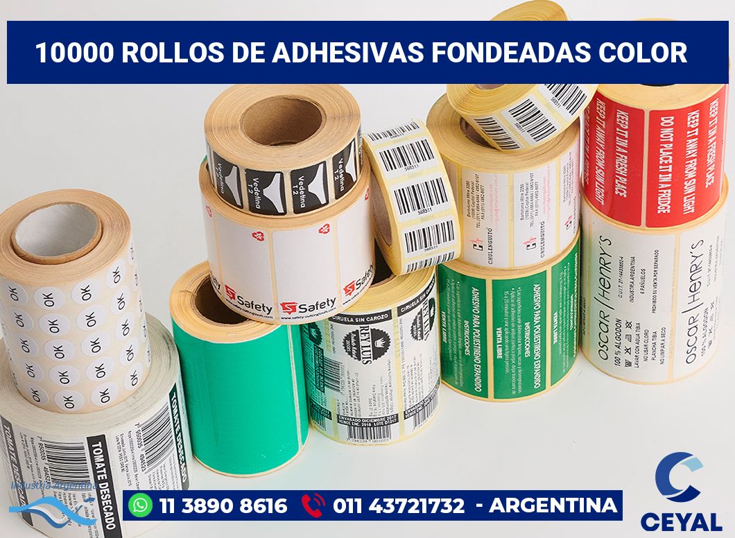10000 Rollos de adhesivas fondeadas color
